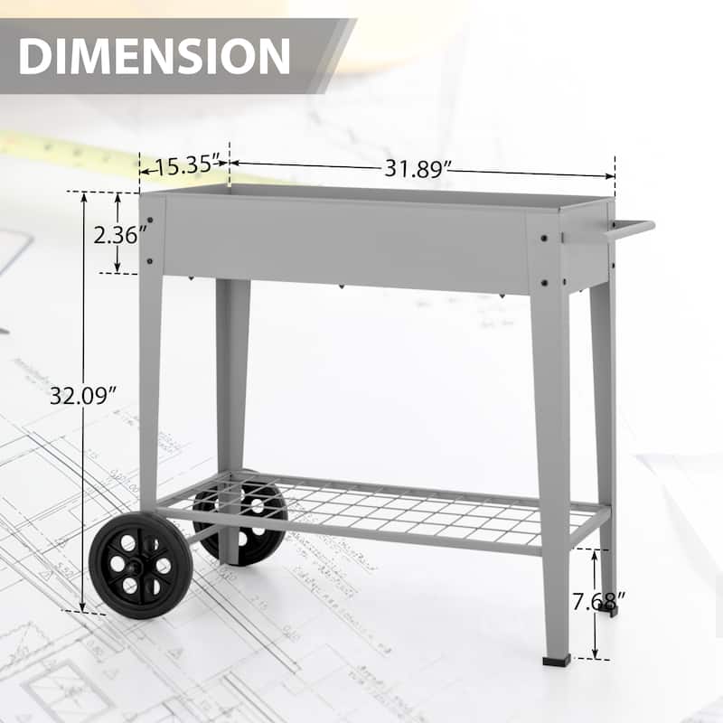 MAISON ARTS Metal Raised Planter Box with Legs Outdoor Elevated Garden Bed On Wheels for Vegetables Flower Herb