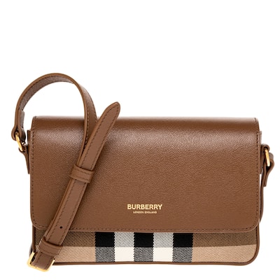 Burberry Hampshire Small House Check & Leather Crossbody