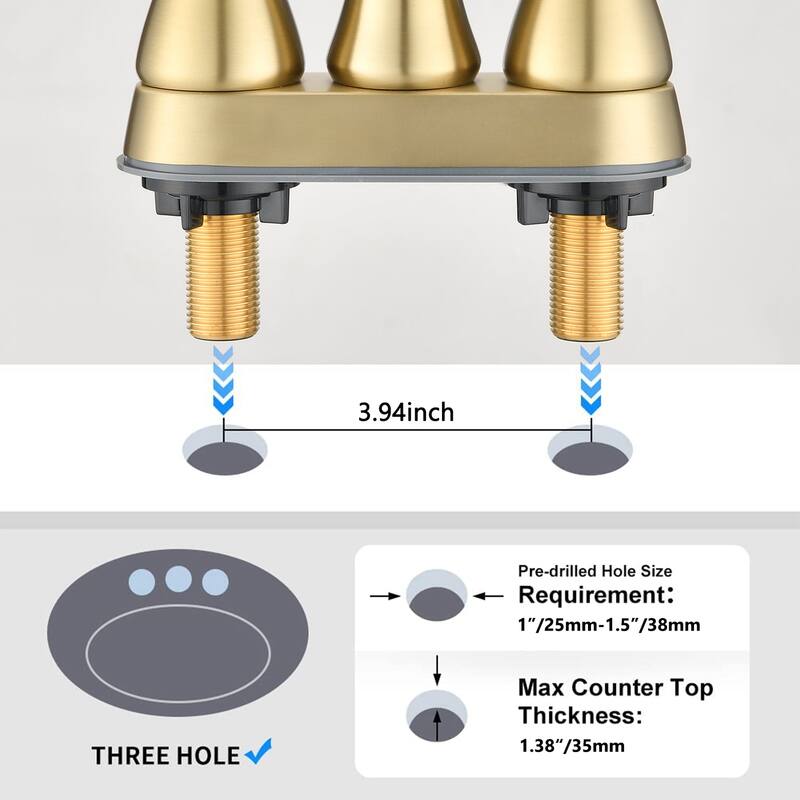 Double Handle Bathroom Faucet with Pop-up Drain