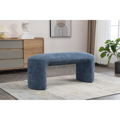 Porthos Home Pia Sherpa Fabric Arched Ottoman Bench in Waterfall Design