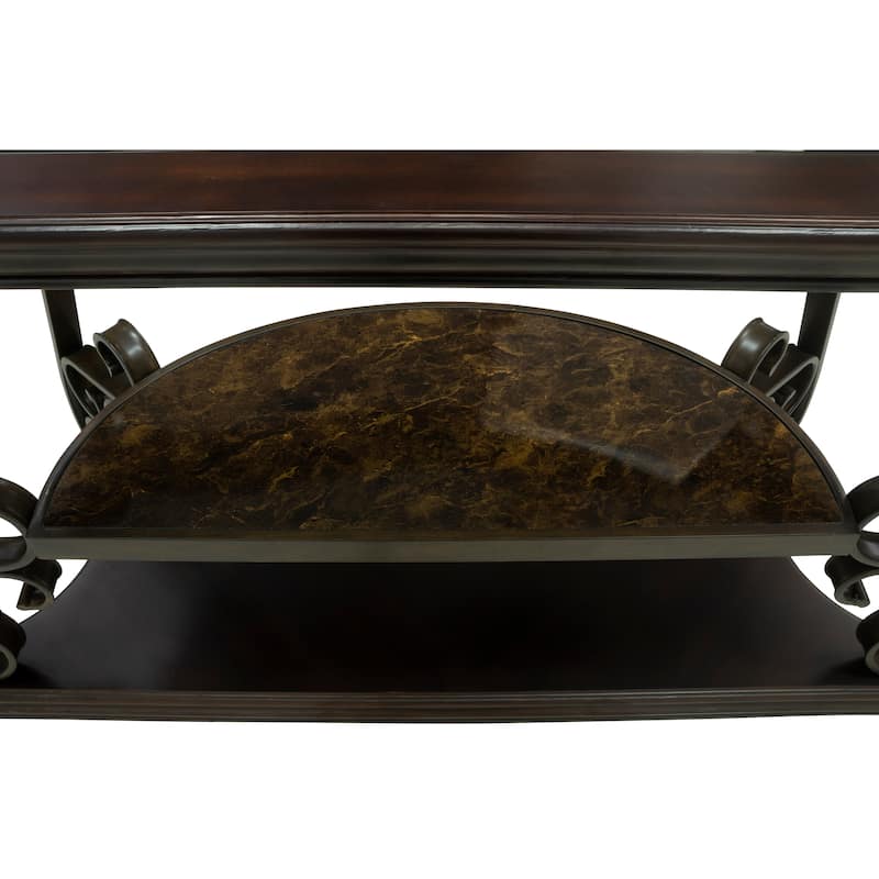 End Sofa Table with Glass Table Top and Metal Legs