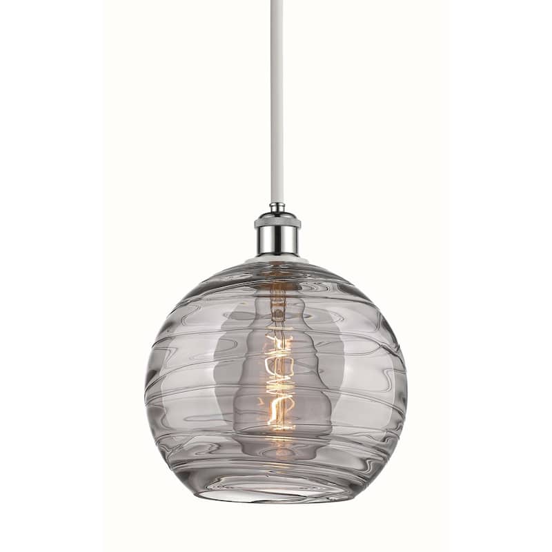 Innovations Lighting 516-1S-12-10 Athens Deco Swirl Pendant Athens - White Polished Chrome / Light Smoke Deco Swirl