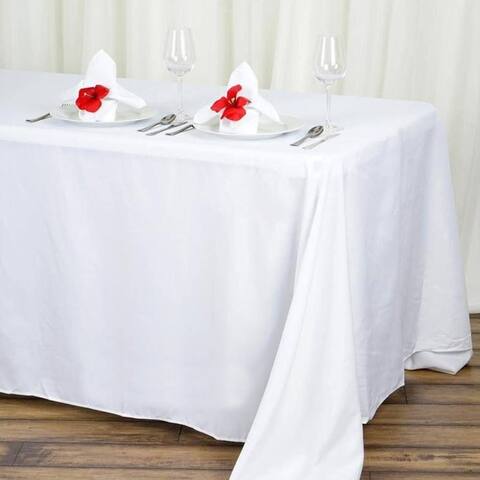 12 Pcs Polyester Tablecloths Wedding Decorations 90" x 132" White