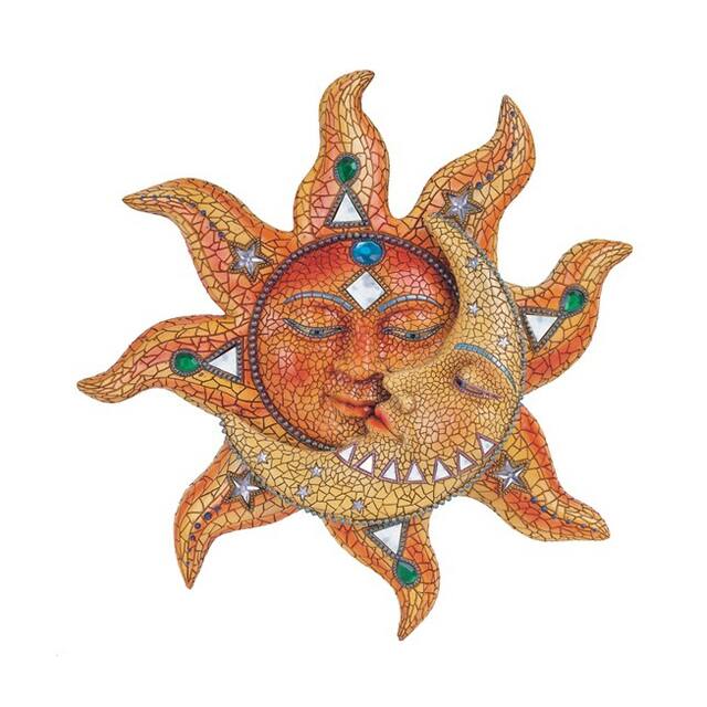 Q-Max 13" H Mosaic Sun and Moon Wall Decor