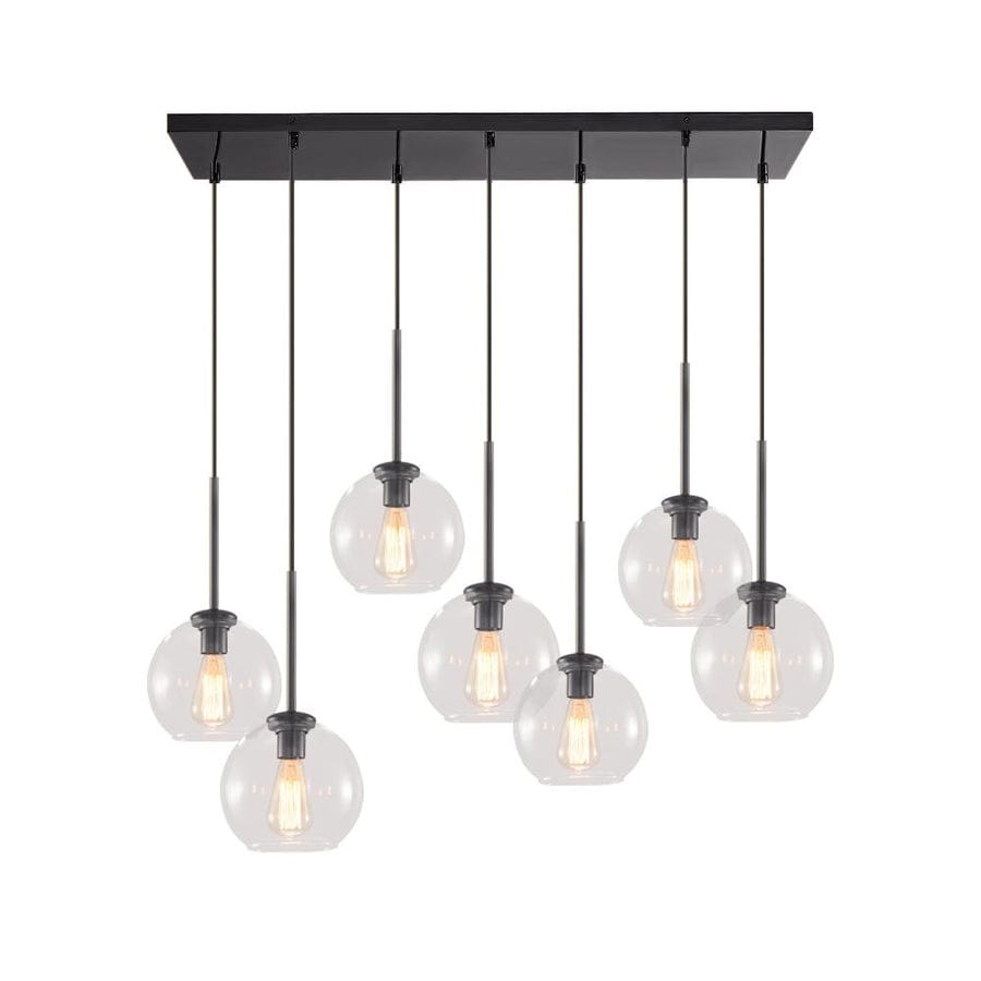 7-Light Glass Globe Kitchen Island Pendant Light