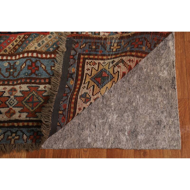 Pre-1900 Antique Vegetable Dye Kazak Area Rug Handmade Wool Carpet - 5'5" x 13'4"