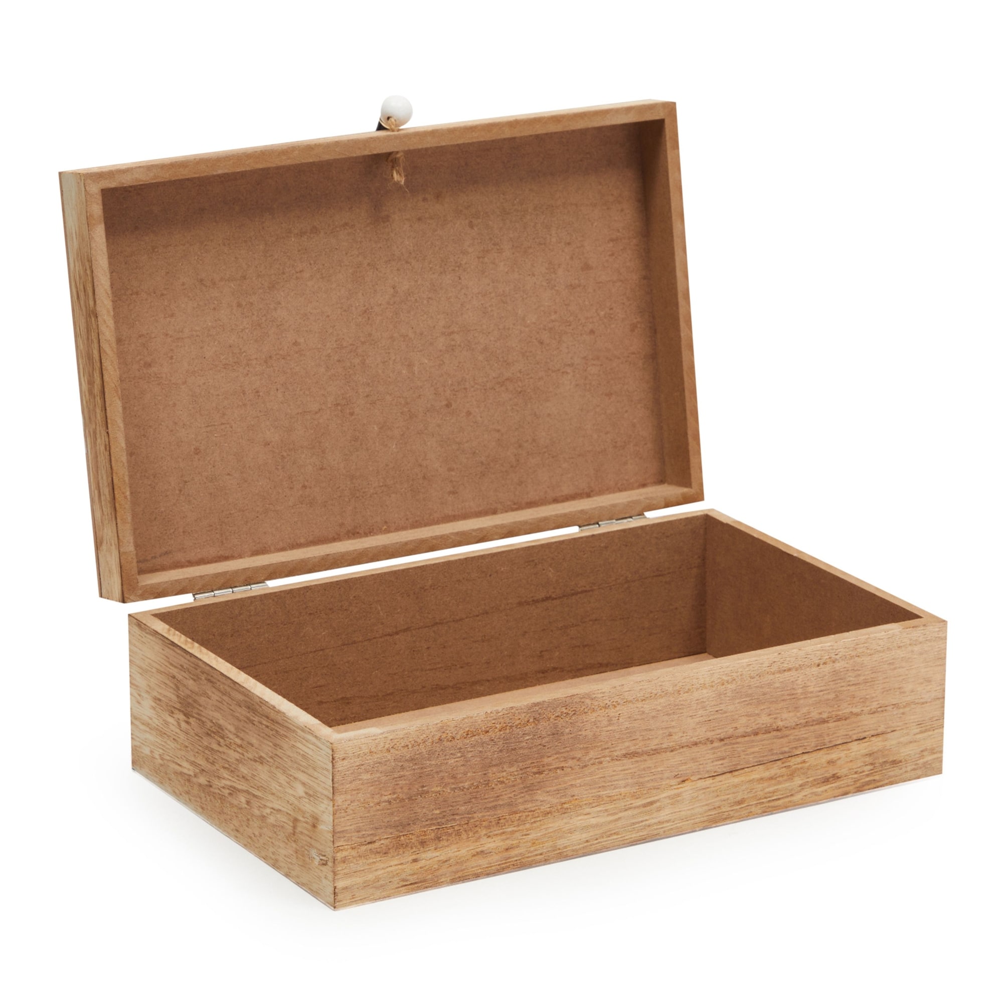 Small Decorative Wooden Box with Lid and Tassel for Storage (9.4 x 3.1 In)