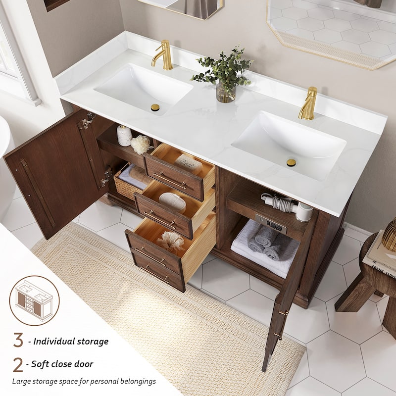 Tokyo Bath Vanity with Quartz Stone Top without Mirror