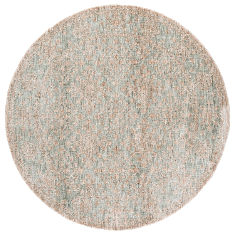 SAFAVIEH Audrey Handmade Danai Rug - 6' Round - Light Teal/Beige