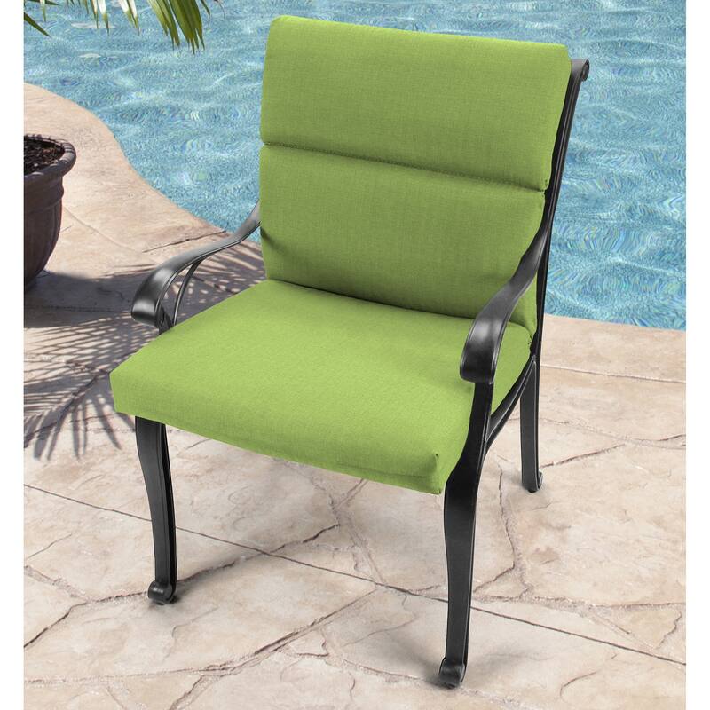22" x 44" Green Solid Outdoor Chair Cushion with Ties and Loop - 44'' L x 22'' W x 4'' H