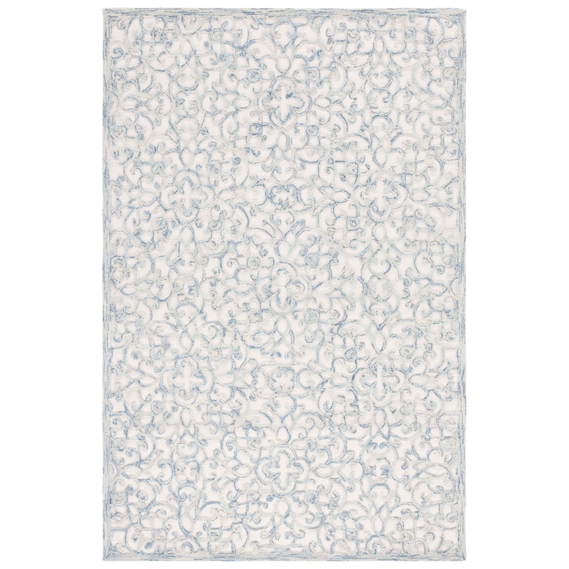 SAFAVIEH Handmade Trace Racheal Modern Wool Rug - 5' x 8' - Blue/Ivory