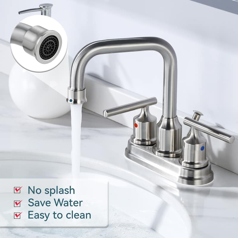 WOWOW 4 in. Centerset Double Handle Bathroom Faucet