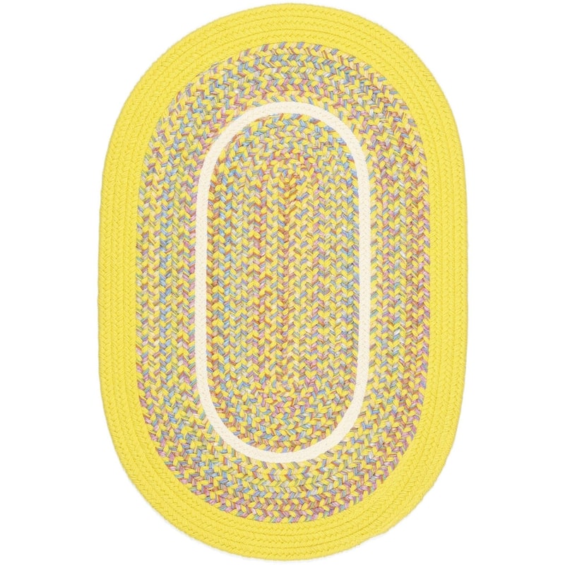 Rhody Rug Kid's Place Indoor/Outdoor Braided Area Rug - Yellow - 8' x 11' Oval