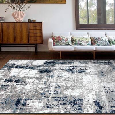 World Rug Gallery Contemporary Abstract Distressed Area Rug