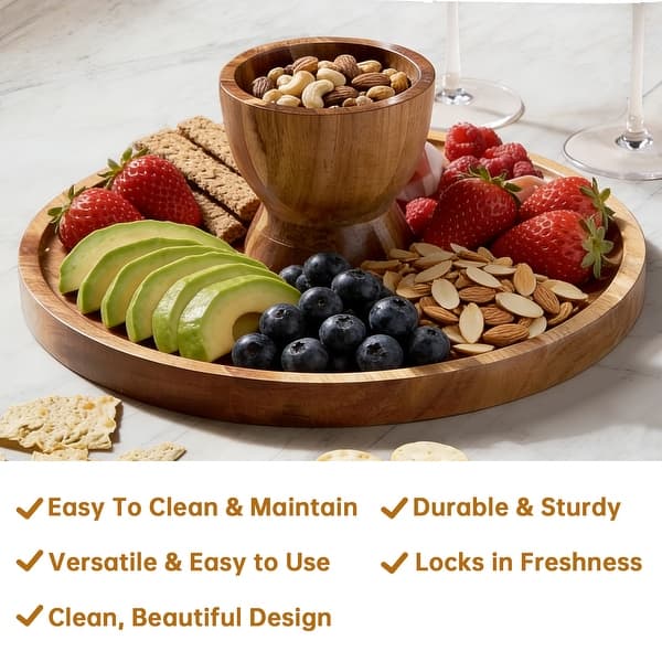 Acacia Wood Cake Stand with Acrylic Dome Lid,12 Inch Dessert Display Server for Party, Wedding, Holiday Table Decor