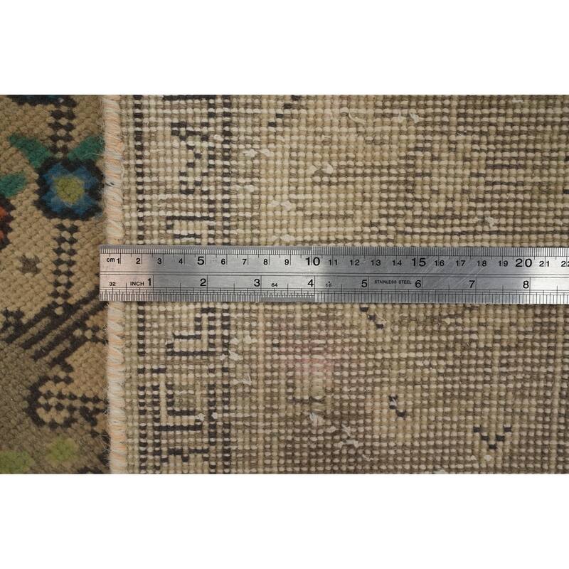 Hand Knotted Oriental 100% Wool Carpet Traditional Floral Brown Tabriz Area Rug - 9' 4'' X 6' 5''