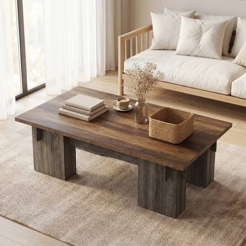 55-Inch Farmhouse Rectangle Coffee Table for Living Room