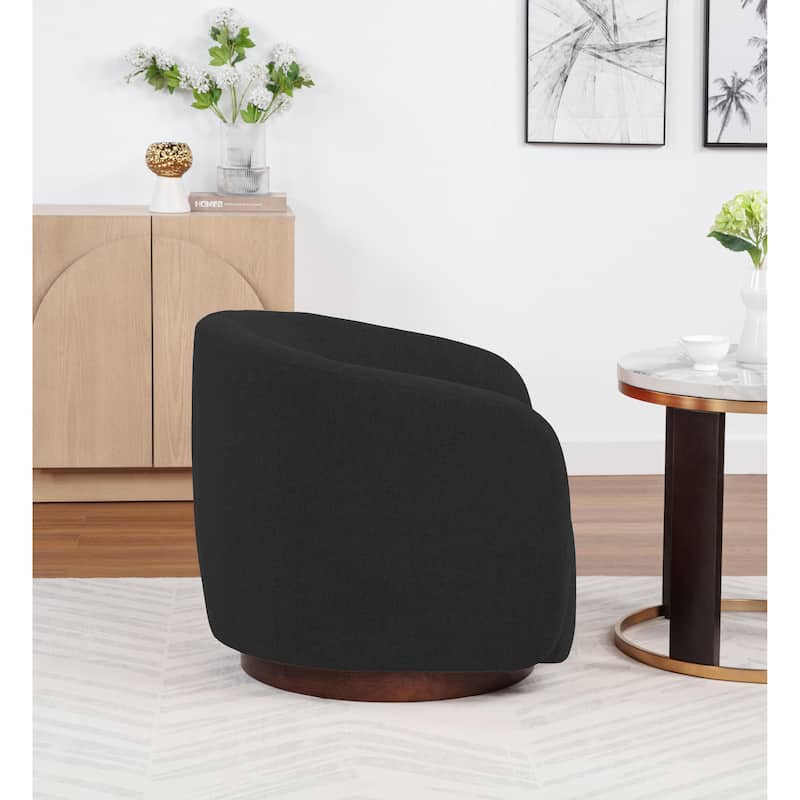 SEYNAR Modern Glam Boucle Fabric Round 360 Degree Swivel Barrel Chair