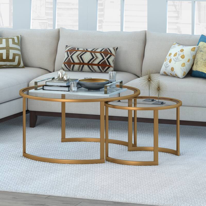 Mitera Round Nested Coffee Table - Brass