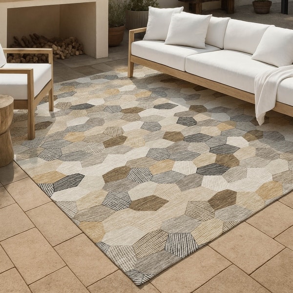 slide 2 of 147, Machine Washable Indoor/ Outdoor Modern Loyd Chantille Rug Beige - 10' x 14'