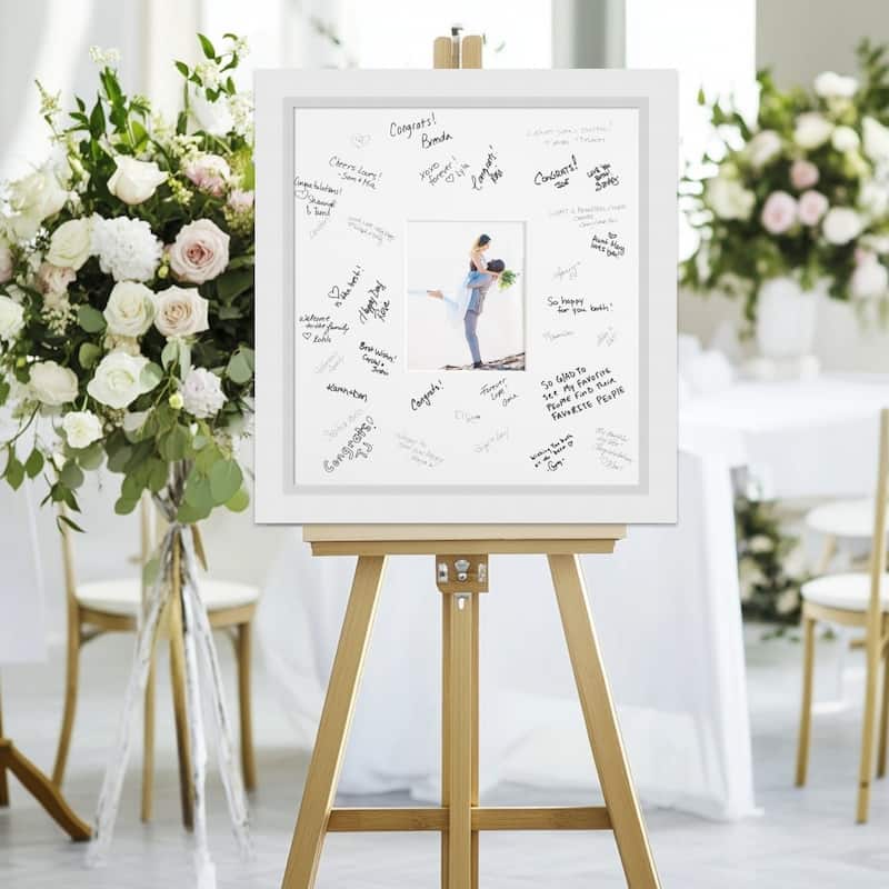 Blanco Signature Mat Picture Frame - Autograph Photo Frame Guest Book Alternative for Weddings, Graduations, or Retirement - 8x10