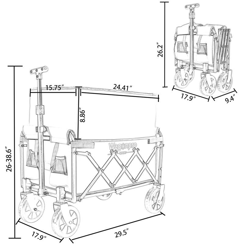 Anmytek Heavy Duty Folding Utility Wagon All Terrain Garden Beach Camping Grocery Cart Red Black