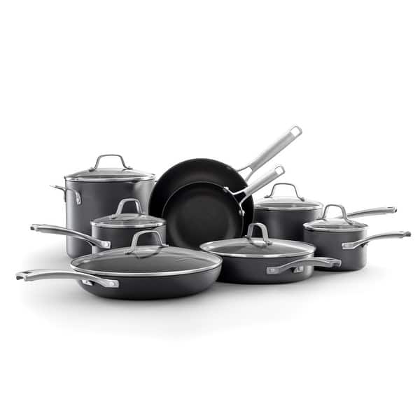 Rachael Ray Hard Anodized Nonstick 14-Piece Cookware Set, Grey/Orange