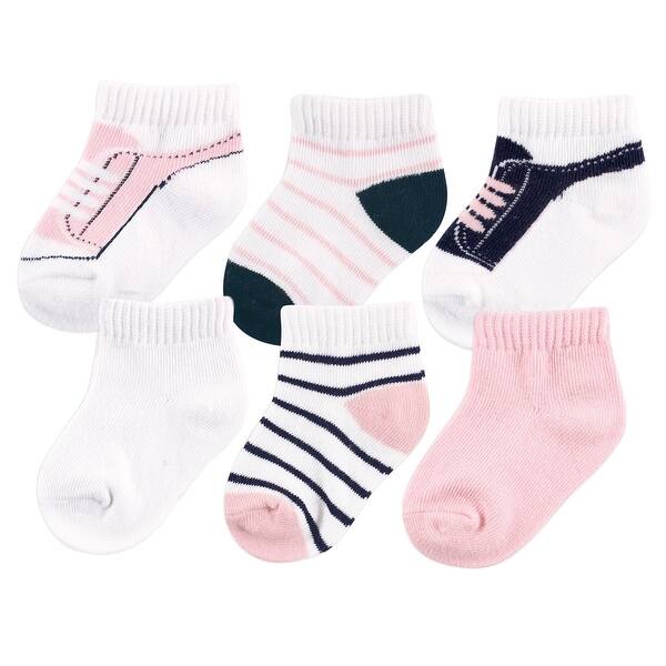 slide 1 of 1, Yoga Sprout Baby Girl Socks, Blue Pink Blue Pink - 0-6 Months