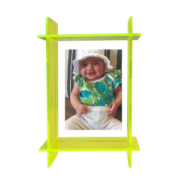 slide 2 of 2, Neon Green Lucite Picture Frame Size 5x7 - 8.9x11.2x2.3 Inches Neon Green