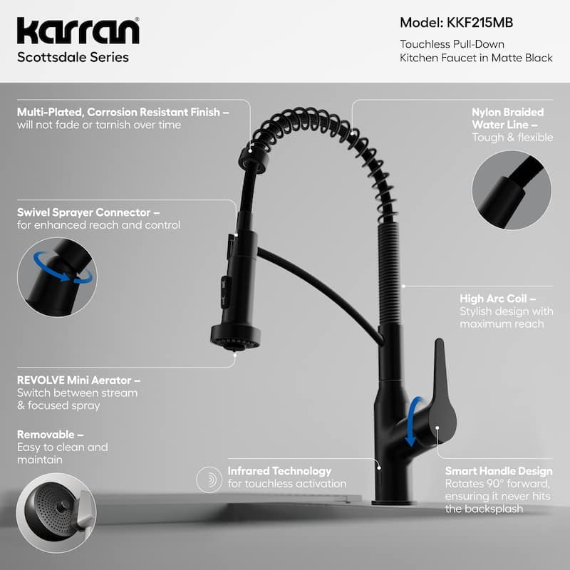 Karran Scottsdale Touchless Single-Handle Pull-Down Sprayer Kitchen Faucet
