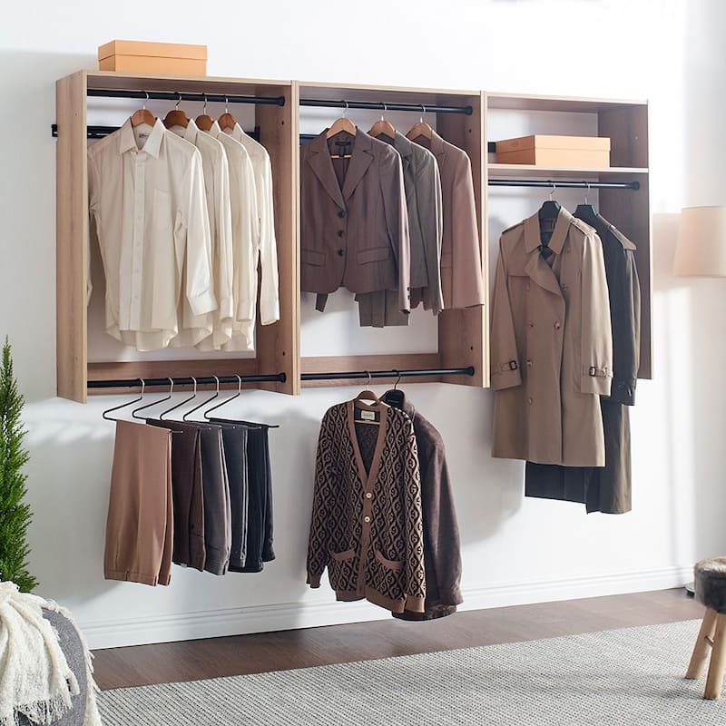 Devi Wall Mounted Wood Closet System - 13.78"D x 31.5"W x 45.28"H - Oak