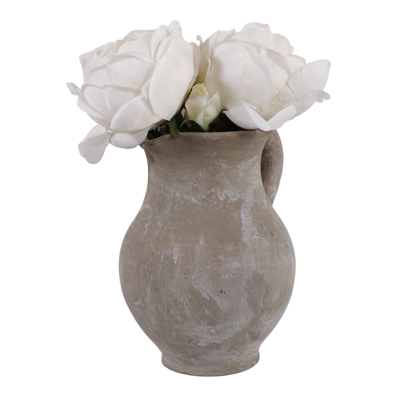 Rustic Pottery Table Jug Vase with Handles - 8"