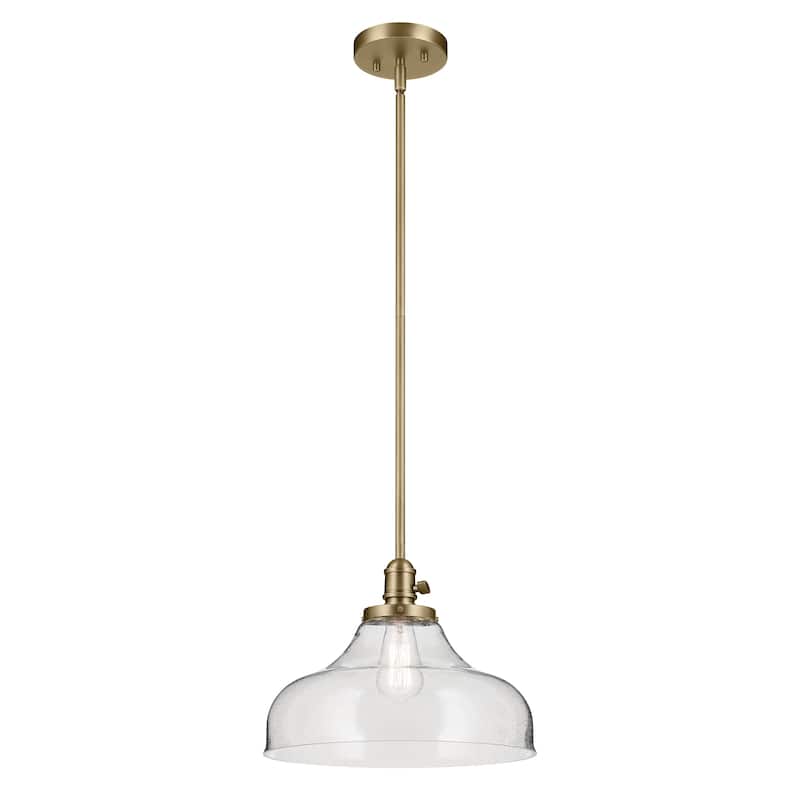 Kichler Lighting Avery 1-Light Pendant Light with Seeded Glass - Natural Brass - Bell
