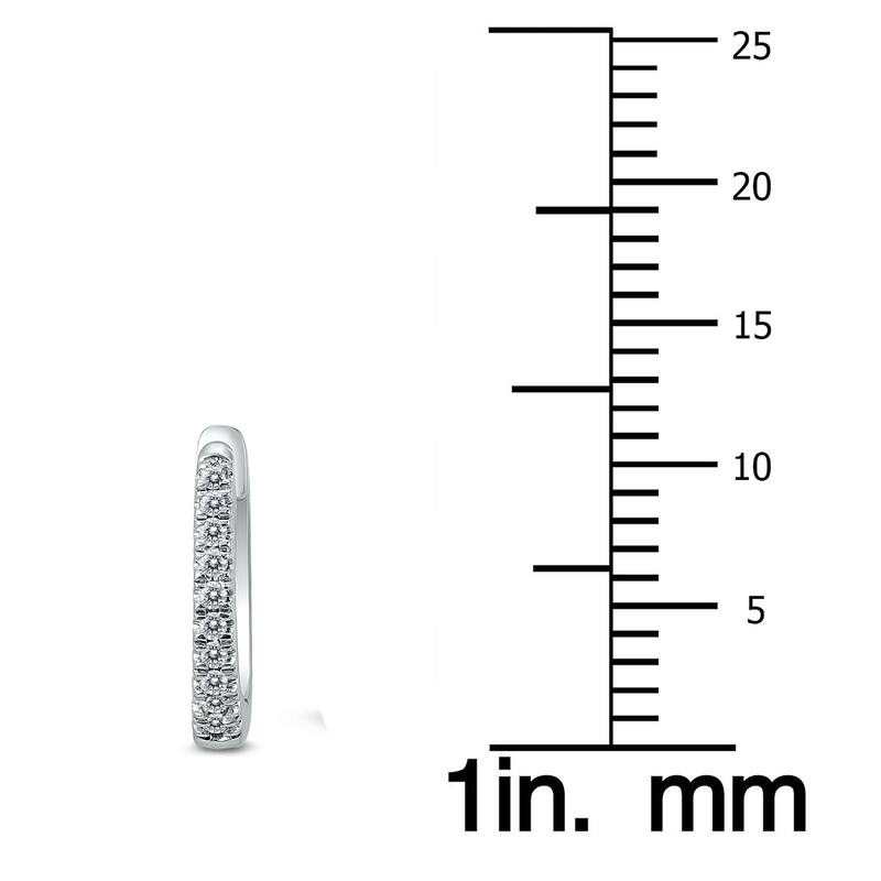 Marquee 1/10 Carat TW Small Diamond Huggie Hoop Earrings in 10K White Gold