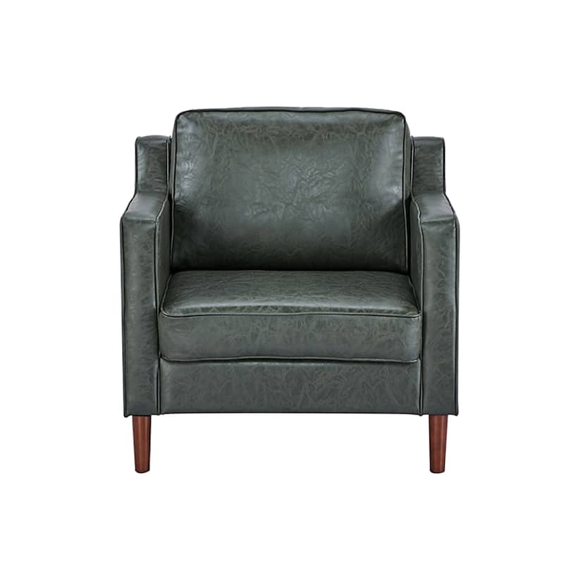Sedona Modern Accent Chair, Faux Linen / Vegan Leather Armchair