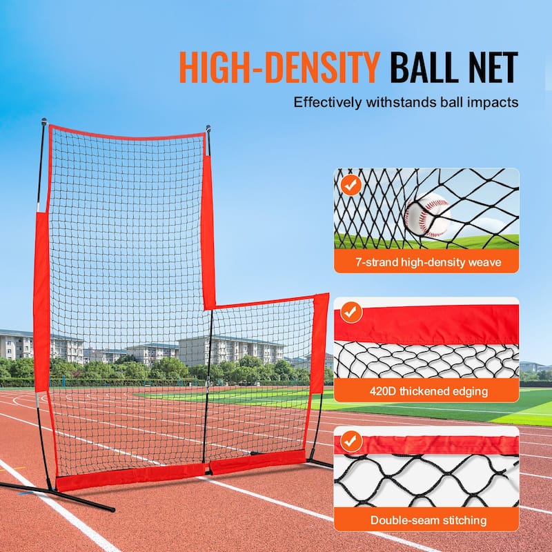 7 x 7 Feet L Screen Portable Baseball and Softball Body Protector Safety Screen with Carry Bag