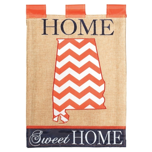 Orange and White Double Sided Alabama Burlap Garden Flag 18" x 13" - N/A