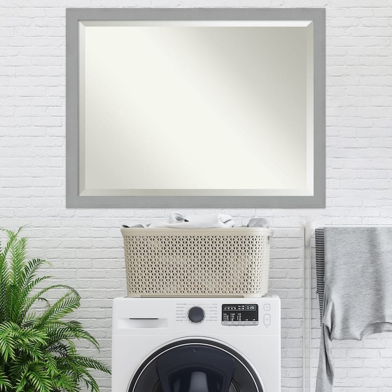 Beveled Wall Mirror - Brushed Nickel Frame