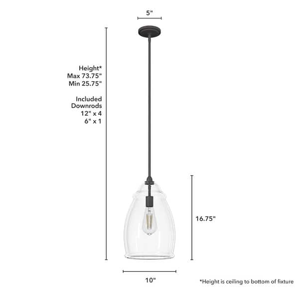 dimension image slide 2 of 4, Hunter Dunshire 1-Light Dome Pendant - Kitchen Island, Dining Room, Entry - Modern Farmhouse, Transitional, Contemporary