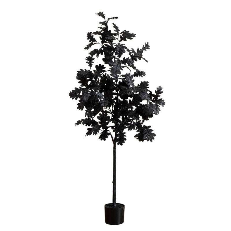 Artificial Black Oak Halloween Tree with Pot - 5'