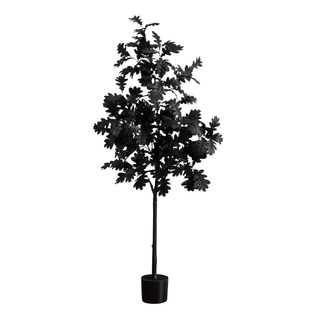 Artificial Black Oak Halloween Tree with Pot - 5'