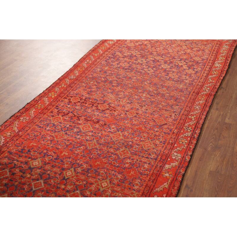 Geometric Malayer Antique Persian Runner Rug Handmade Wool Carpet - 3'3" x 9'2"