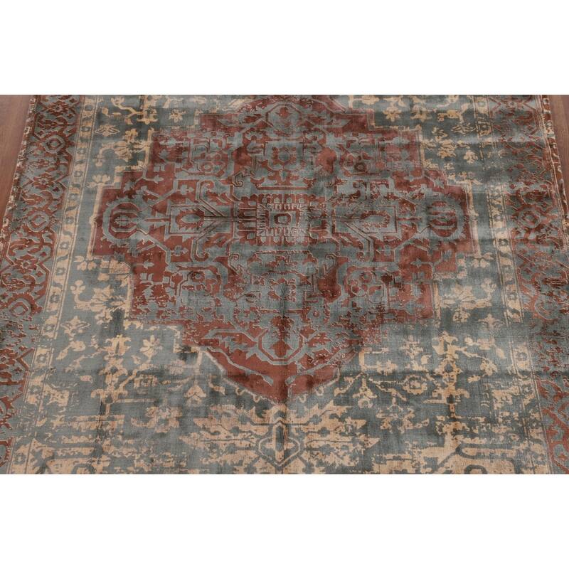 Contemporary / Abstract Area Rug Hand-Knotted Bedroom Wool Carpet - 6'6" X 9'9"