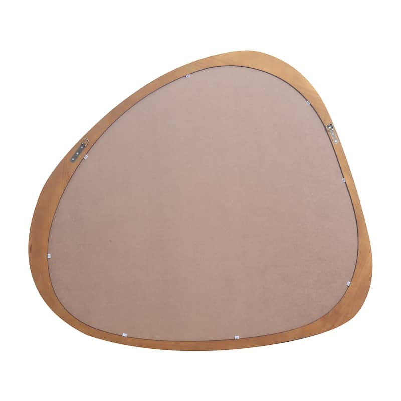 45-in Farmhouse Solid Wood Framed Asymmetrical Mirror Decoration Vanity Wall Mirror - Walnut