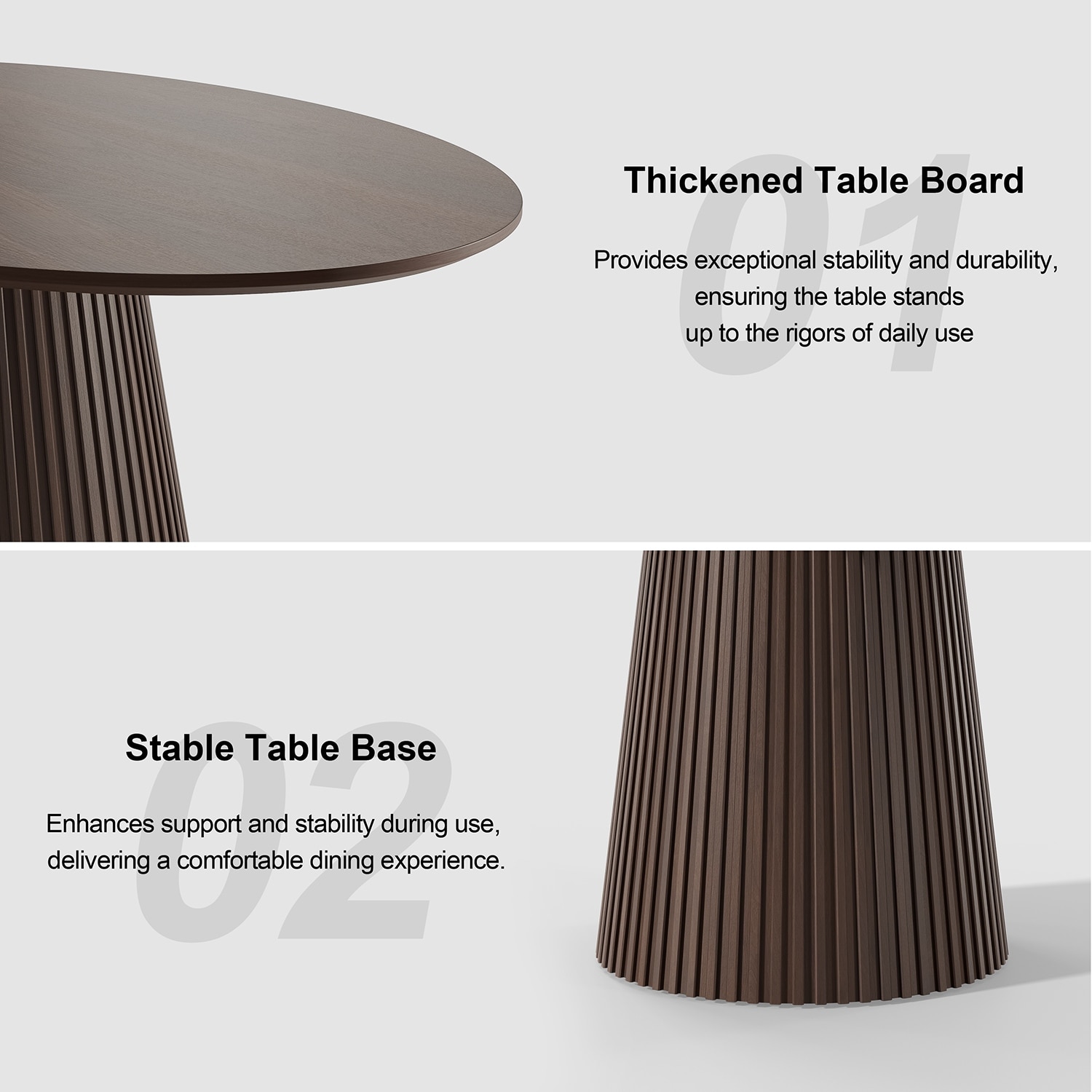 Dovelina Modern Round Wooden Dining Table
