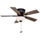 preview thumbnail 7 of 12, Lisbon 42 in. Low Profile Flush Mount Ceiling Fan, Reversible Brown-Black Hickory Blades, LED Light Kit, Pull Chain, White Shade