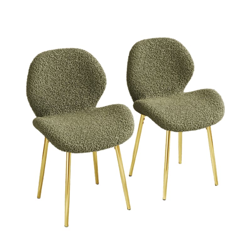 Modern Velvet Dining Chairs, Gold Metal Legs, Kitchen/Office, Set of 2 - Green