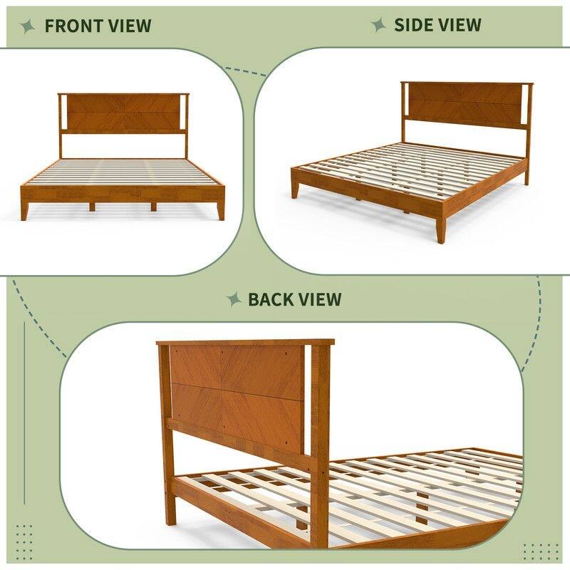 Twin Size Deluxe Bed Frame with Headboard with Solid Wood, No Box Spring Needed, Easy Assembly, White