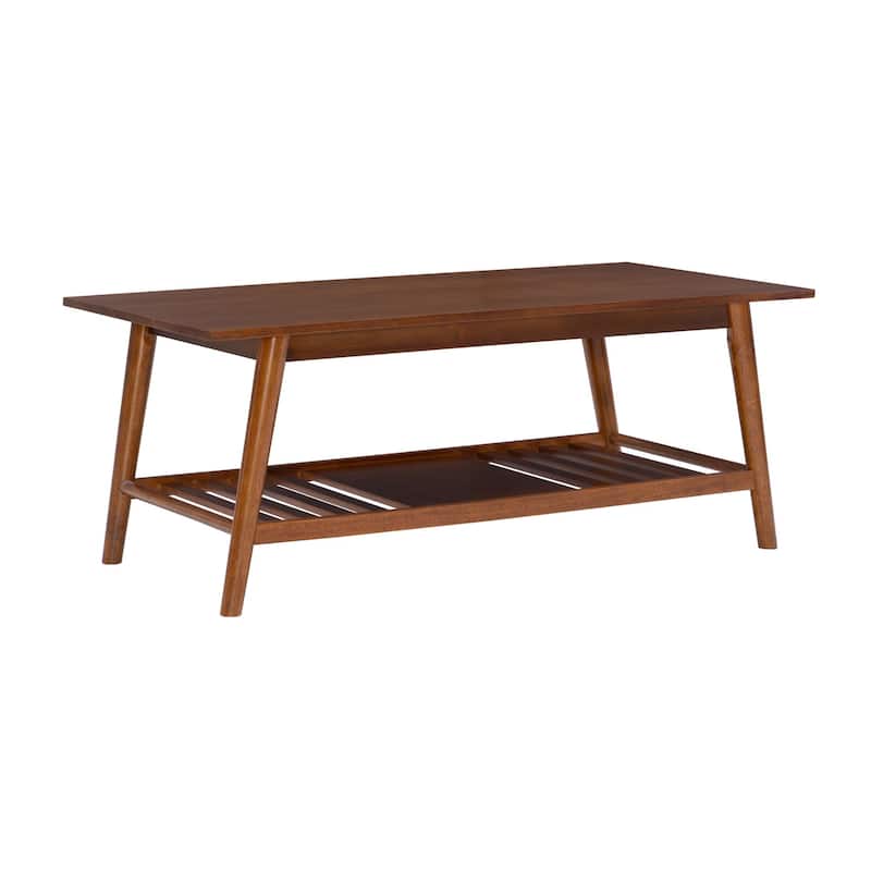 Mid-Century Coffee Table with Bottom Shelf - 47" - Brown