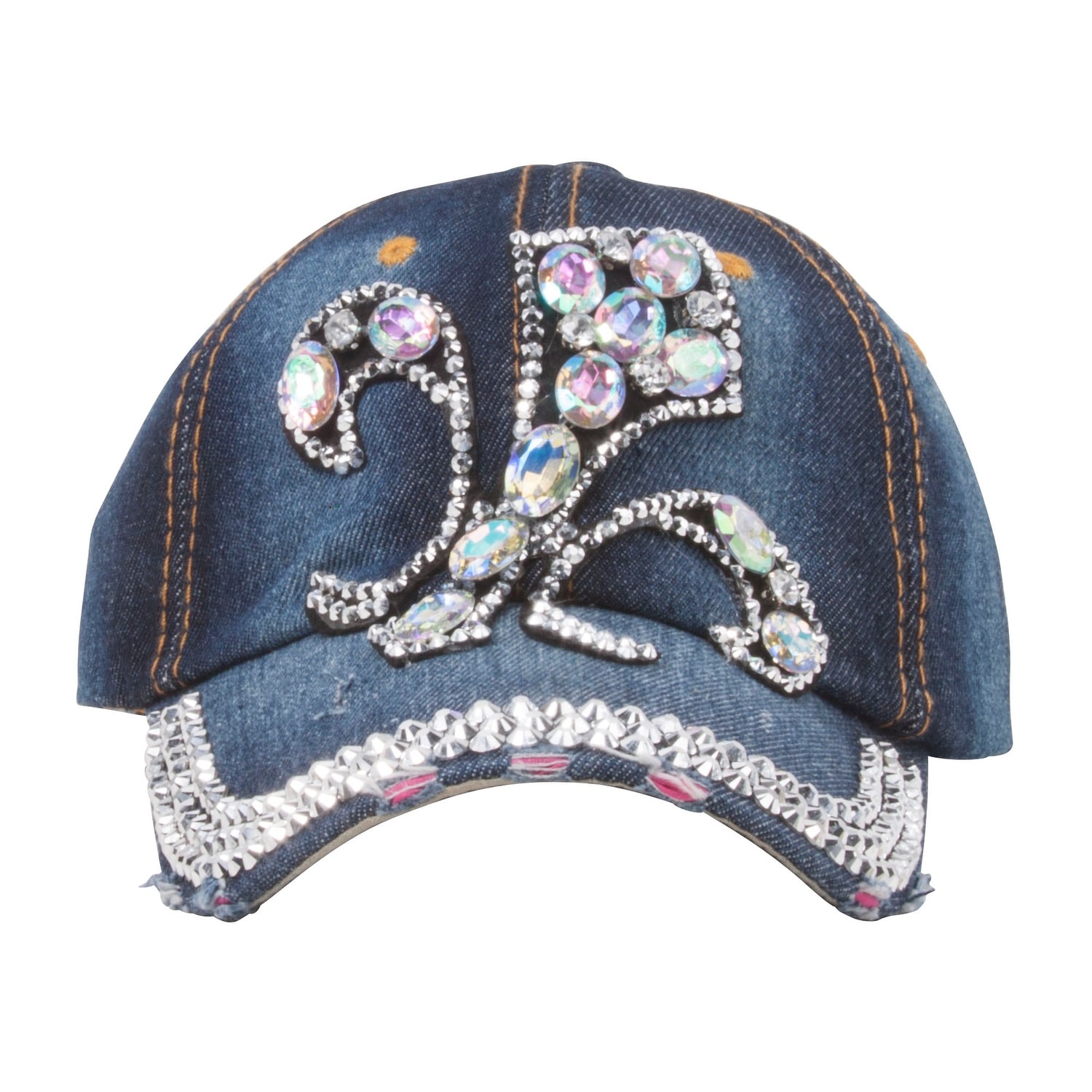 distressed denim baseball cap